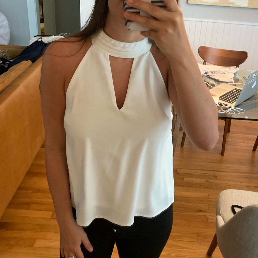 White high neck blouse
